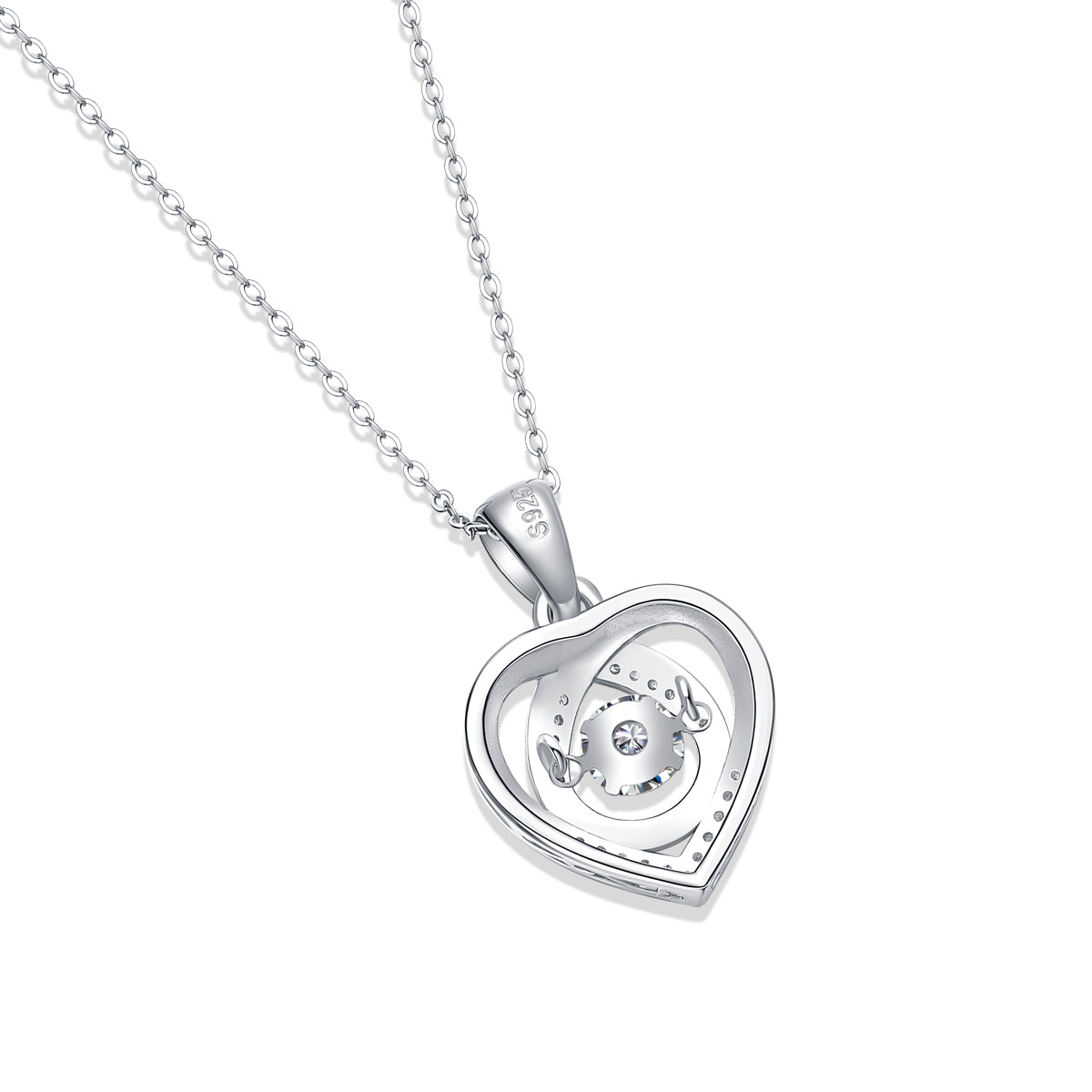 1Heart To Have Your Luxurious Fashion Diamond Pendant Necklace Set With Mosan Diamond Silver Ornaments Prohibit Tk Sales