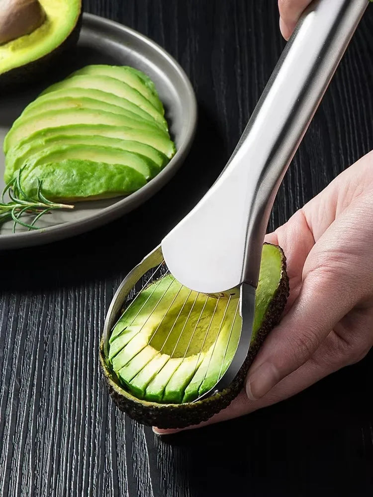 Avocado Slicer 2 In 1 Stainless Steel Avocado Cutter Peeler Knife Pitaya Kiwi Slicer Peeler Kitchen Gadget Fruit Vegetable Tools