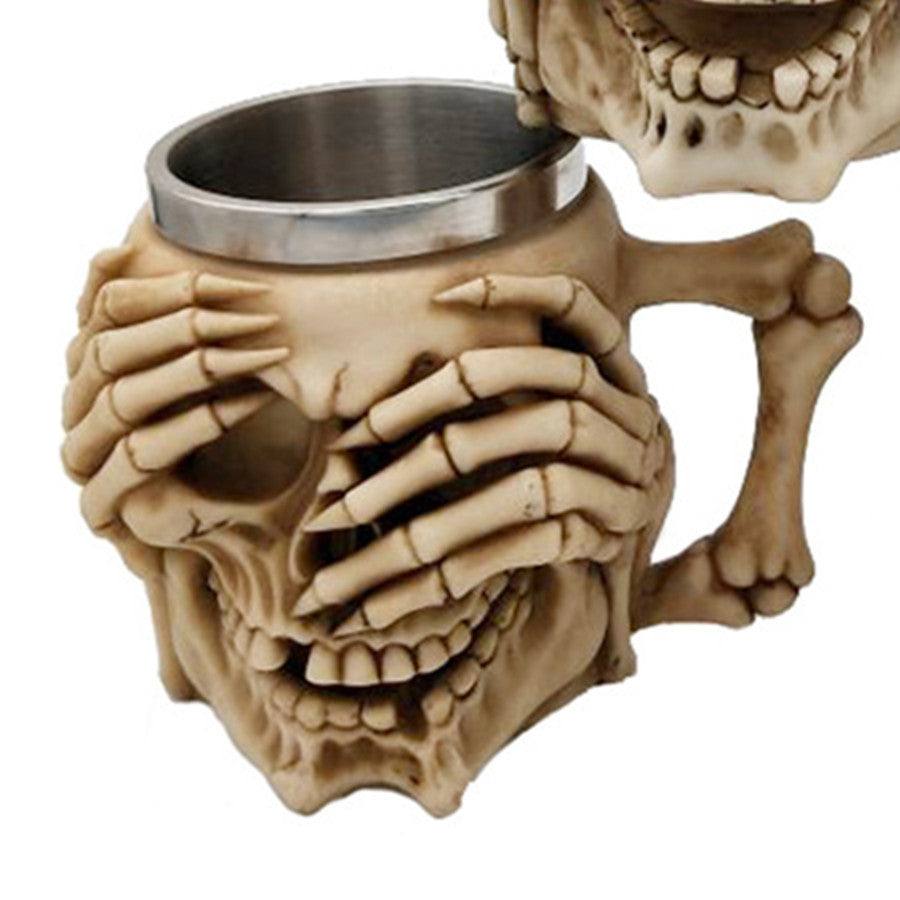 3D Skull Mug A Resin-Infused Double-Walled Stainless Steel Mug For Coffee And Water