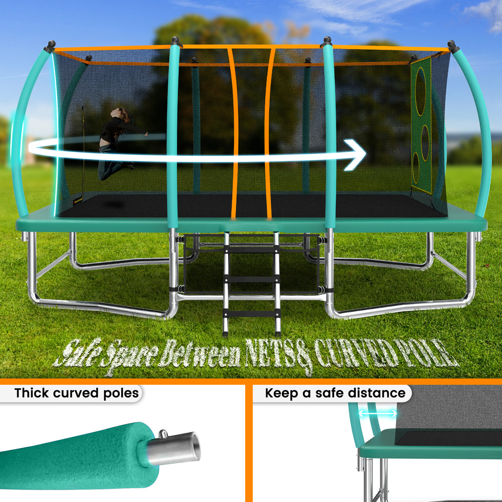 8X14FT Outdoor Square Trampolines For Kids Adults Long Rectangular Tumbling Trampoline