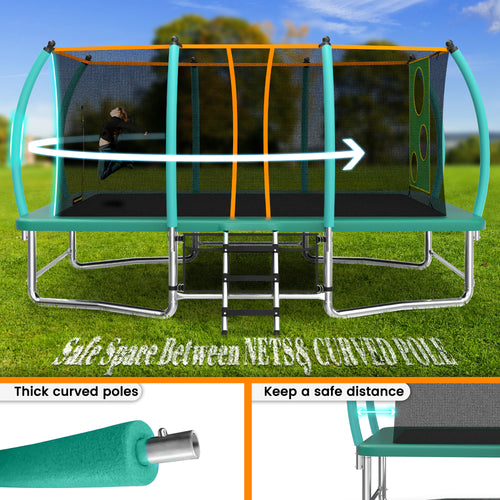 8X14FT Outdoor Square Trampolines For Kids Adults Long Rectangular Tumbling Trampoline