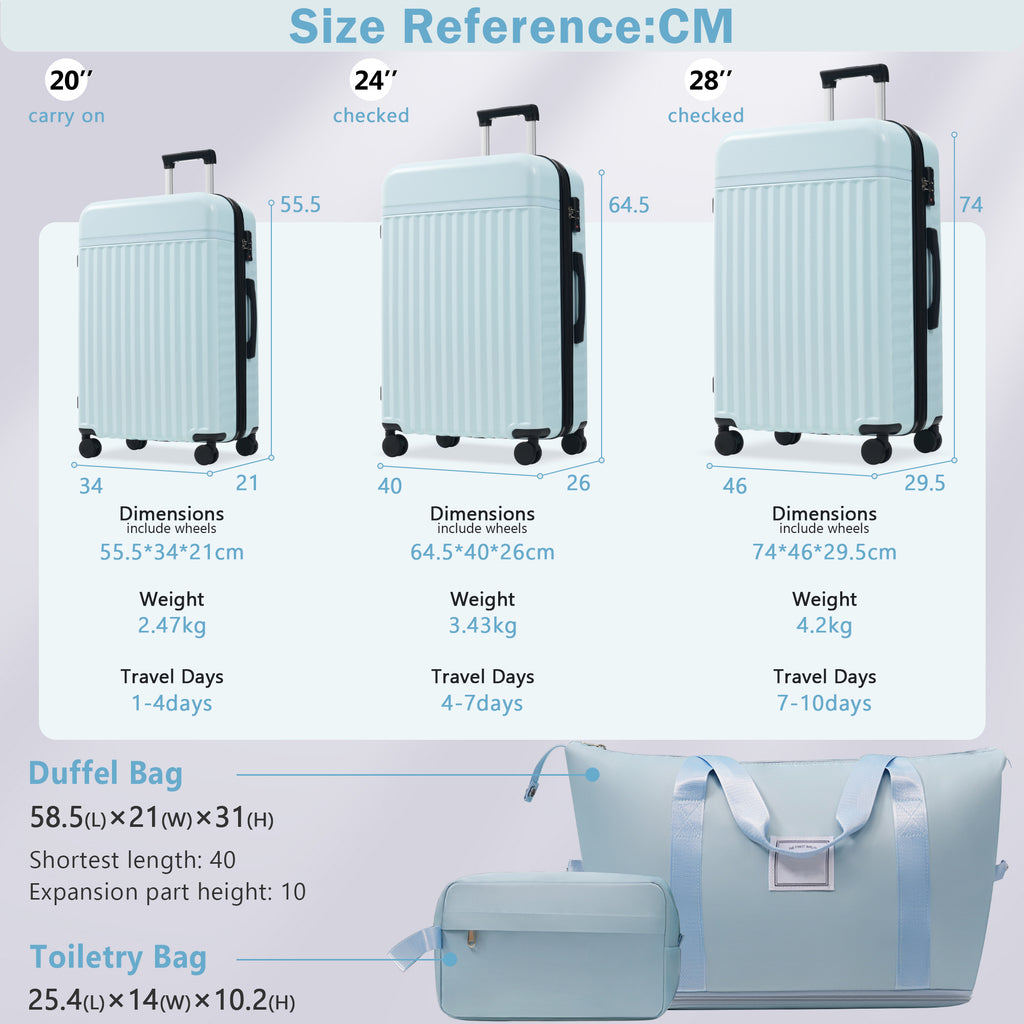 Luggage Set 5 Piece, Hardside Carry On Suitcase , Expandable Luggage With Travel Bags Spinner Wheels TSA Lock