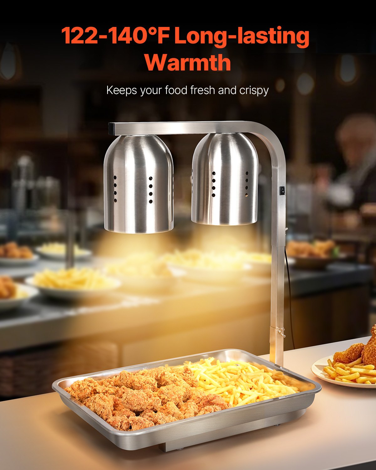Commercial Food Heat Lamp With 500W Bulbs For Food Restaurant Kitchen Buffet