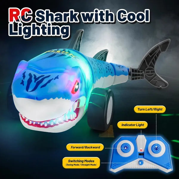 Remote Control Shark Car Toys For Kids,2.4GHz RC Cars Simulation Shark With Cool Light, 360° Stunt Drift & Most Terrains,Outdoor Toys For Birthday For 6,7,8,9,10-12 Boys Girls