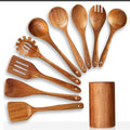Thailand Teak Natural Wood Tableware Spoon Ladle Turner Long Rice Colander Soup Skimmer Cooking Spoons Scoop Kitchen Tool Set