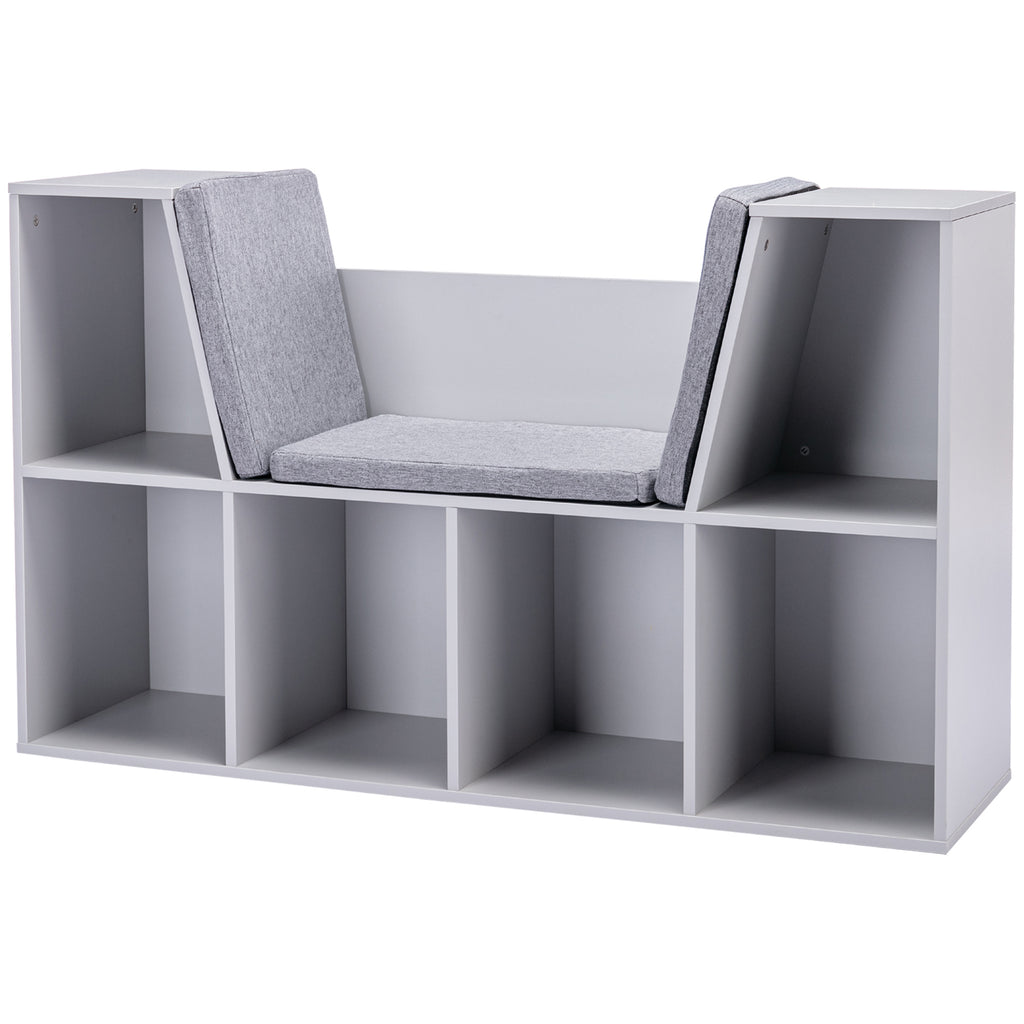 Kids Bookcase Shelf Storage Cabinet Unit, Living Room Sideboard W/ Six Compartments For Toys, Books - Grey