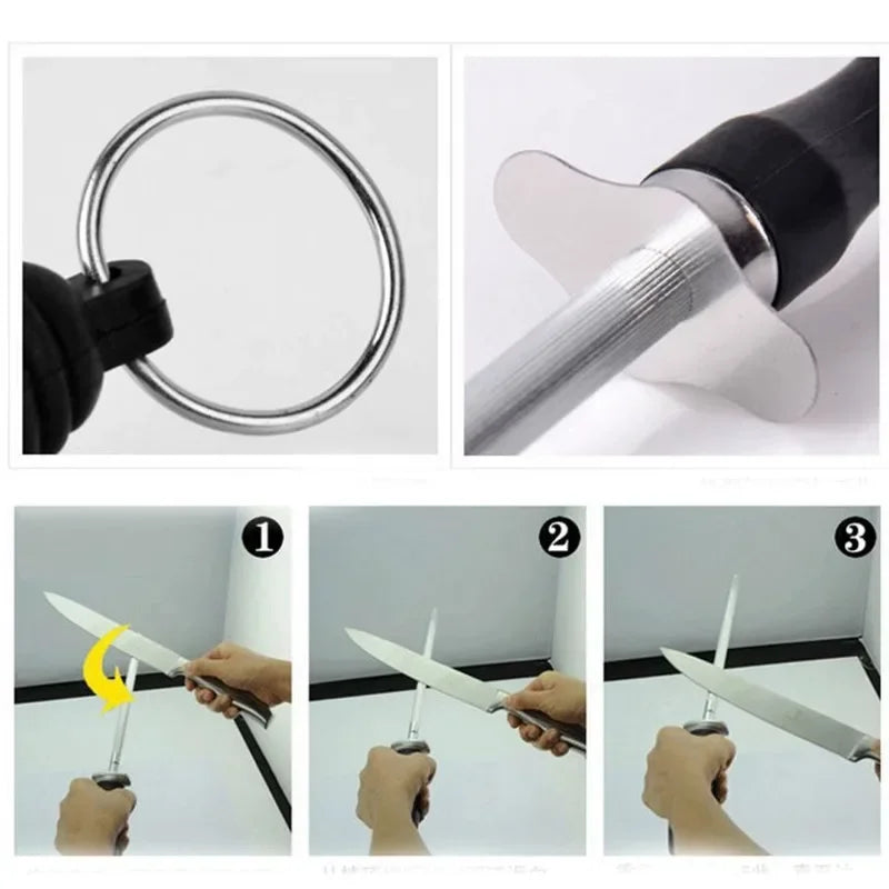 Sharpener Rod Professional Carbon Steel Knife Durable Knife Grinder with ABS Handle Sharpening Blade Rod Knife Kitchen Tool