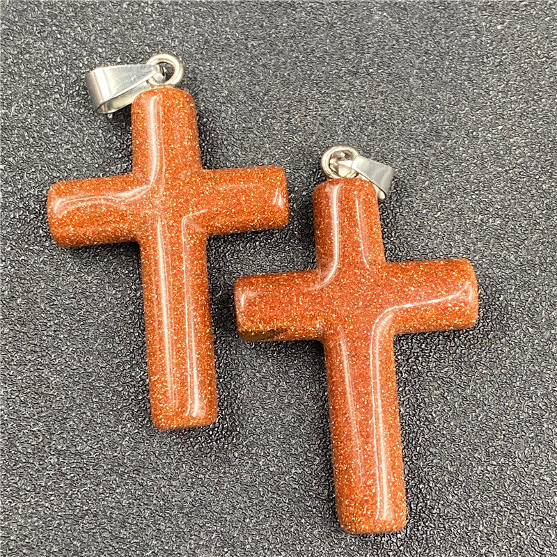 Natural Stone Powder Crystal Agate Semi-precious Stone Cross