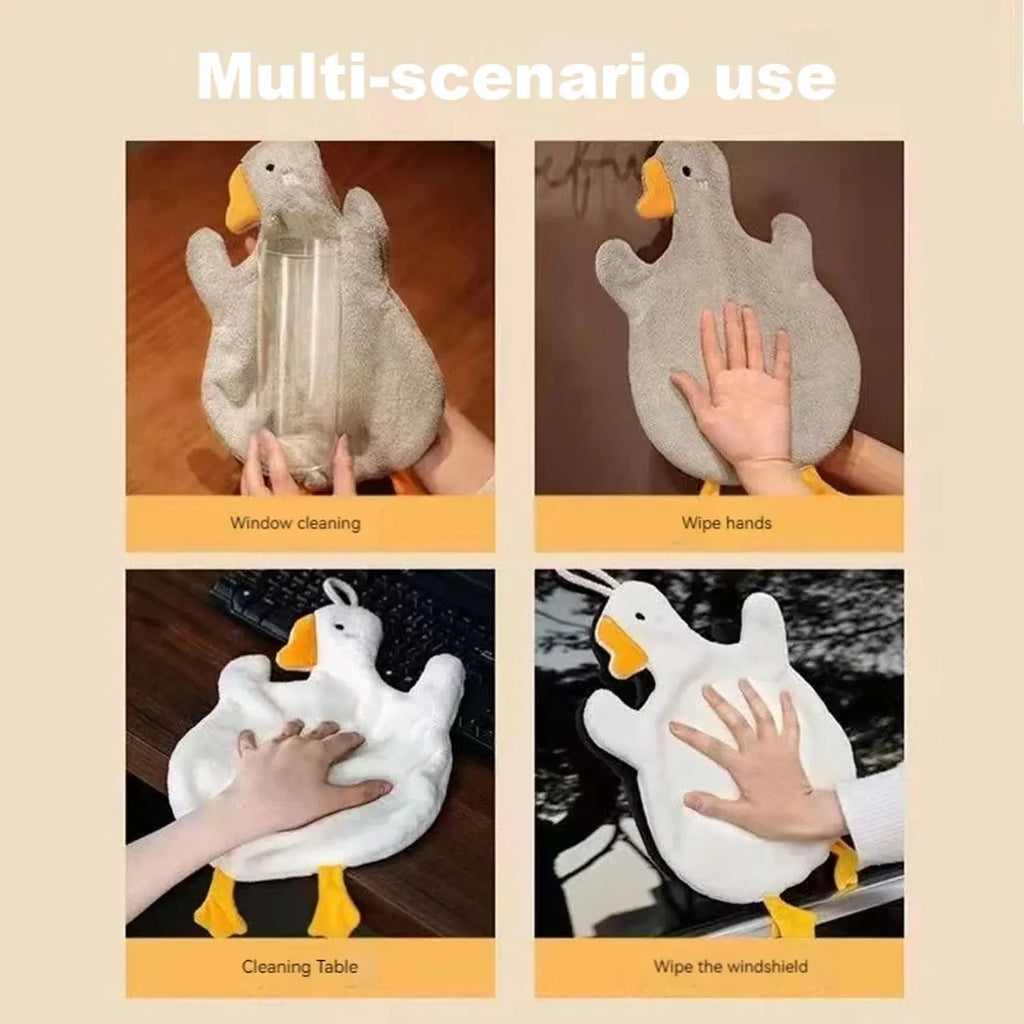 2pcs Cartoon Goose Hand Towel Kitchen Bathroom and Toilet Hand Towel Hanging Type with Super Water Absorption Quick Drying