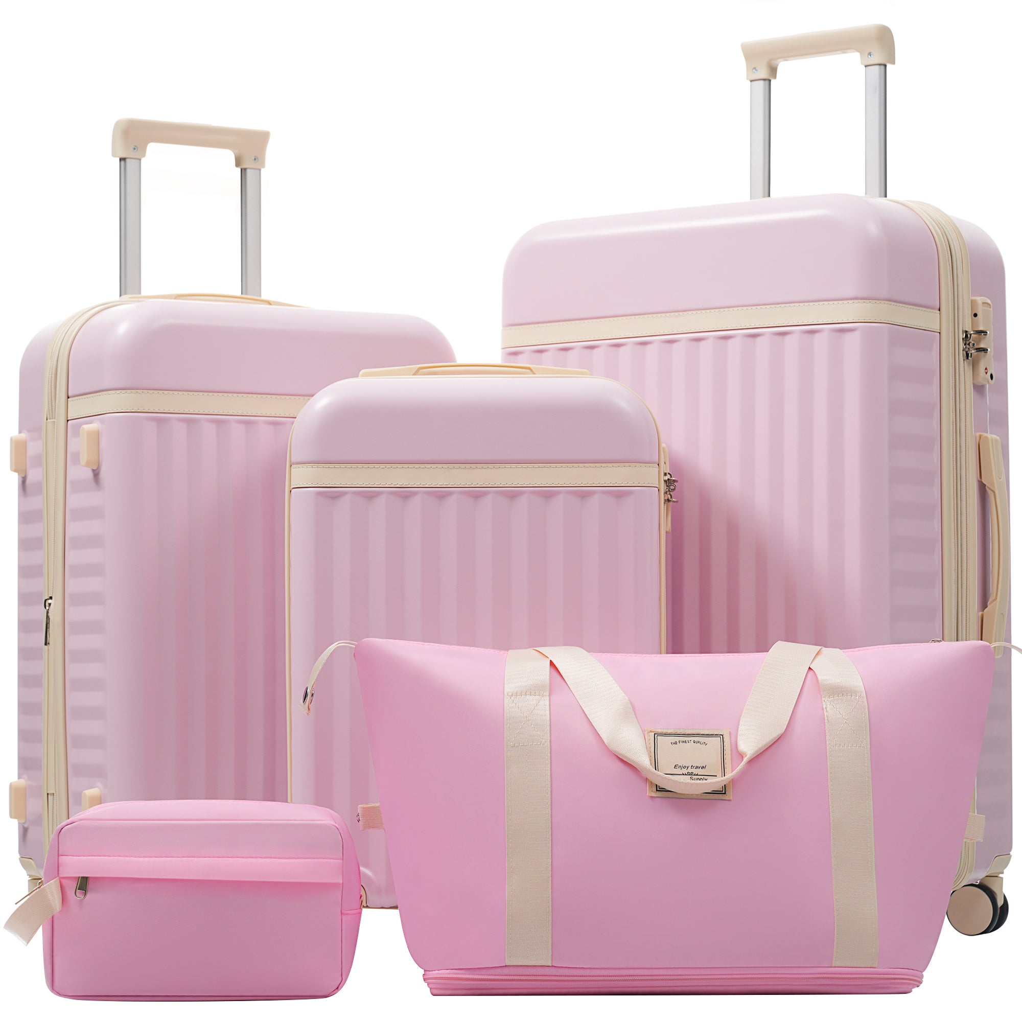 Luggage Set 5 Piece, Hardside Carry On Suitcase , Expandable Luggage With Travel Bags Spinner Wheels TSA Lock