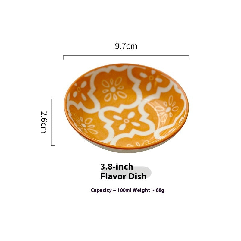 Ceramic Bohemian Sauce Dish Sauce Dipping Saucer Soy Sauce Dish Tableware