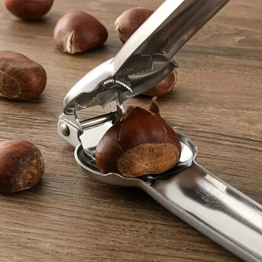 2In1 Chestnut Opener Machine Walnut Pliers with Sheath Cutter Nut Cracker Sheller Kitchen Tool Chestnut Clip Walnut Accessories