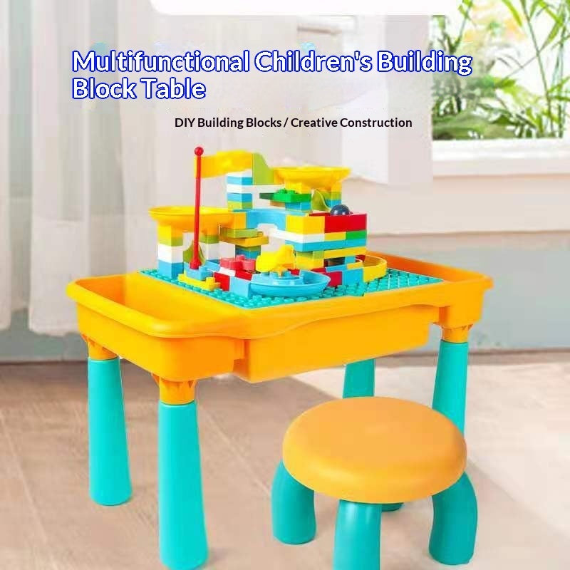 Large-Block Building Toy Table For Kids