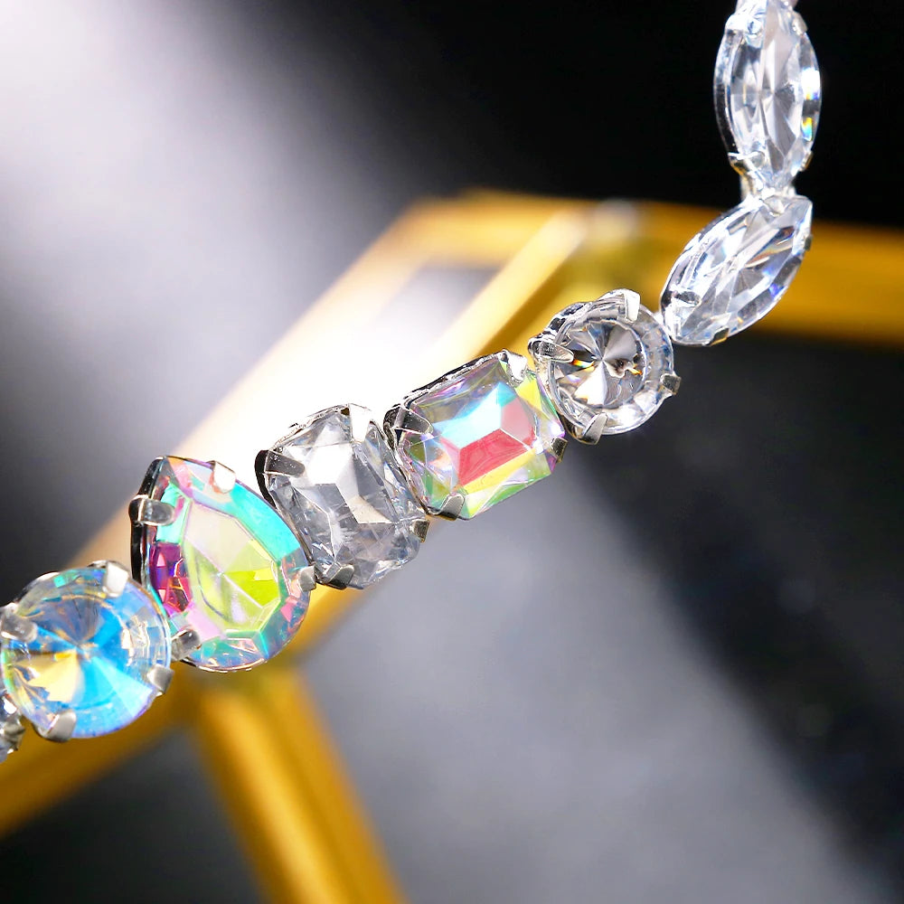 Rave Geometric Rhinestone Eyeglasses Frames Face Decoration for Women 2023 Luxury Designer Crystal Face Jewelry Frames No Lenses