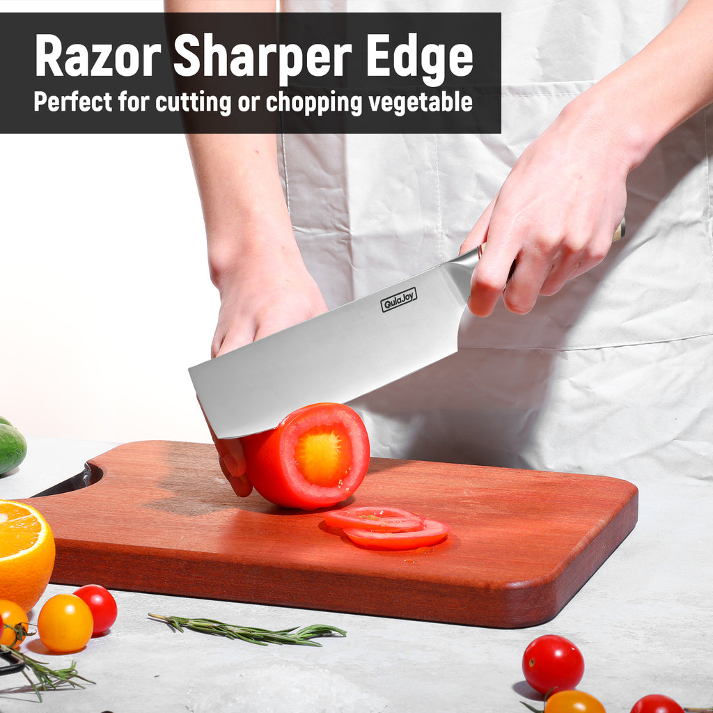 Vegetable Cleaver - Japanese Cleaver 6.5 Inch Chopping Knife High Carbon Stainless Steel Knives With Wooden Handle 6.5 Inch Cleaver Knife