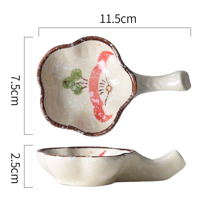 Ceramic With Handle Saucer Hand Painted Seasoning Dish