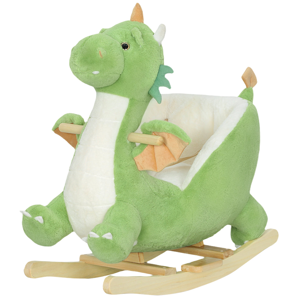 Baby Rocking Horse, Kids Ride On Dragon Toy with Realistic Dragon Roar and Safety Belt for Kids 18–36 Months, Green
