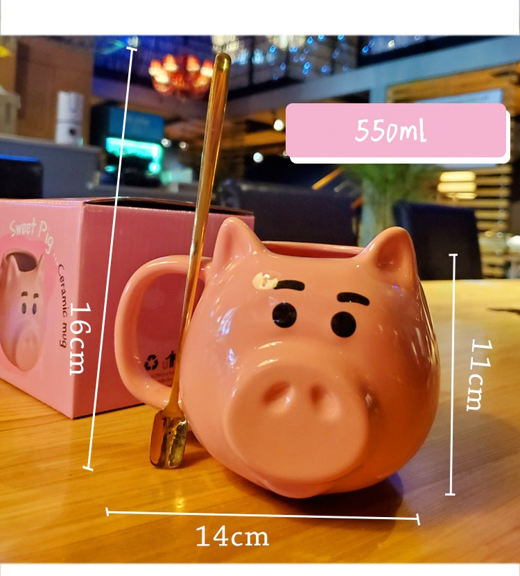 Creative Cute Pig Ceramic Mug With Spoon
