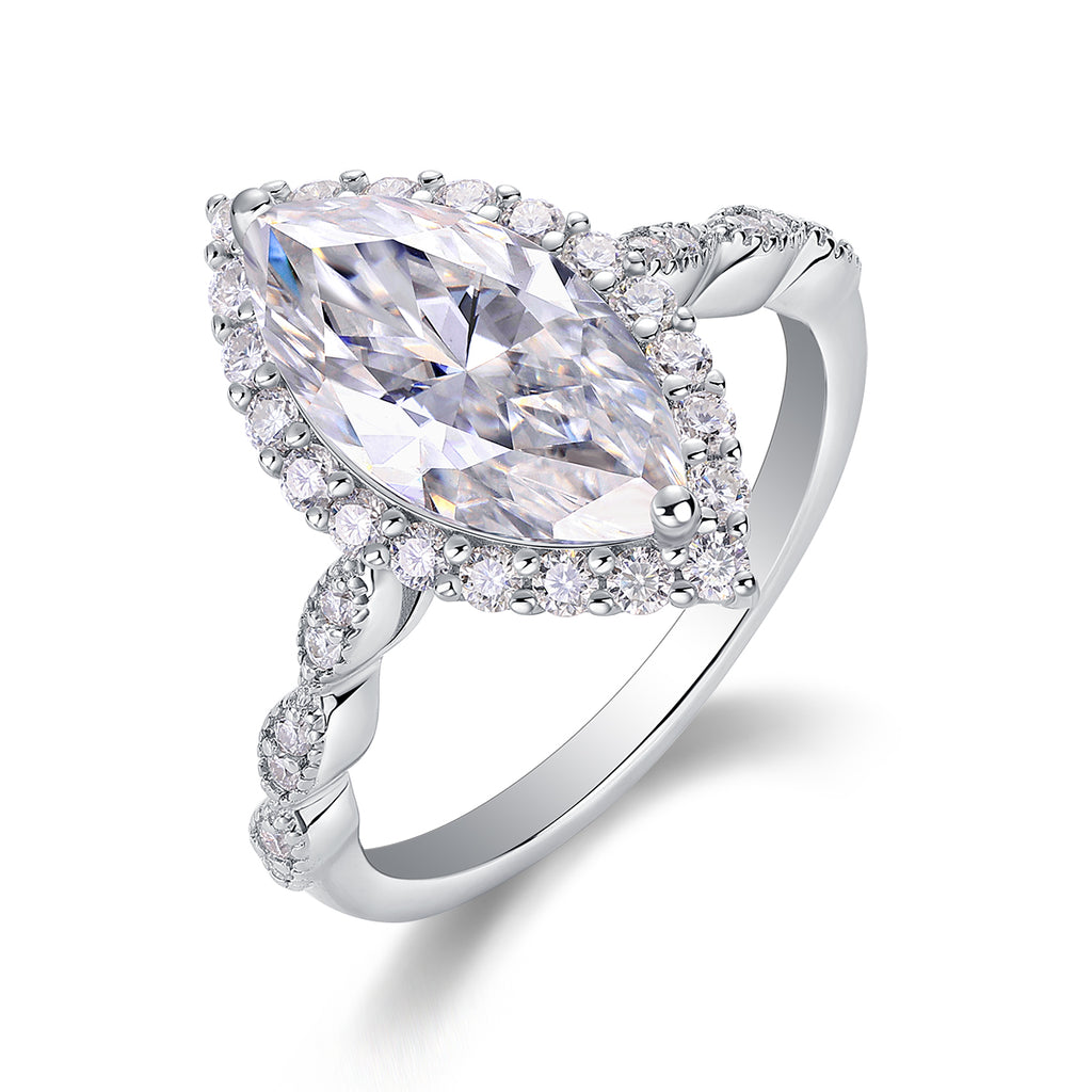 1The Realm Of Delight - A Fashionable Diamond Jewelry Piece Set With Moissanite S925 Sterling Silver And Platinum-plated Diamond Ring Prohibit TikTok sales