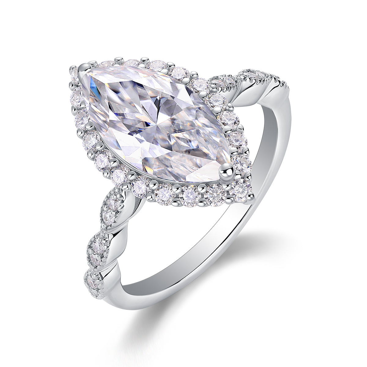1The Realm Of Delight - A Fashionable Diamond Jewelry Piece Set With Moissanite S925 Sterling Silver And Platinum-plated Diamond Ring Prohibit TikTok sales