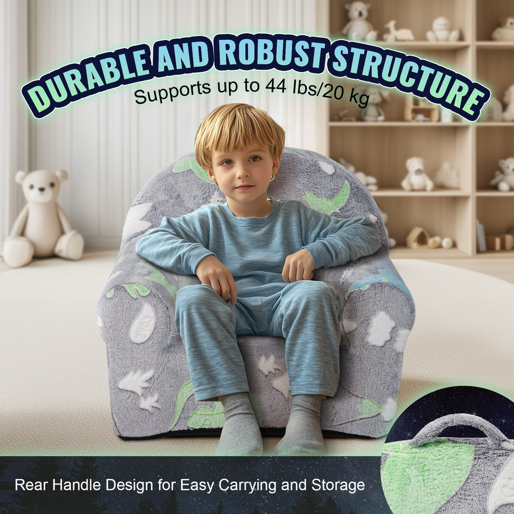 Toddler Chair, Kids Armchair Comfy, Toddler Couch Sofa Bed Glow In The Dark, Kids Chair Seat Playroom Furniture For Kids Girls & Boys, Grey