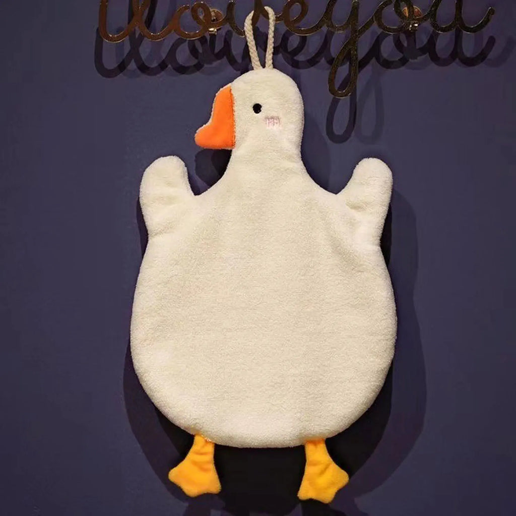 2pcs Cartoon Goose Hand Towel Kitchen Bathroom and Toilet Hand Towel Hanging Type with Super Water Absorption Quick Drying