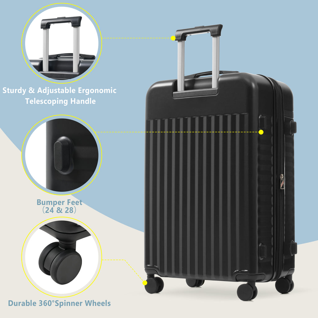 Luggage Set 5 Piece, Hardside Carry On Suitcase , Expandable Luggage With Travel Bags Spinner Wheels TSA Lock