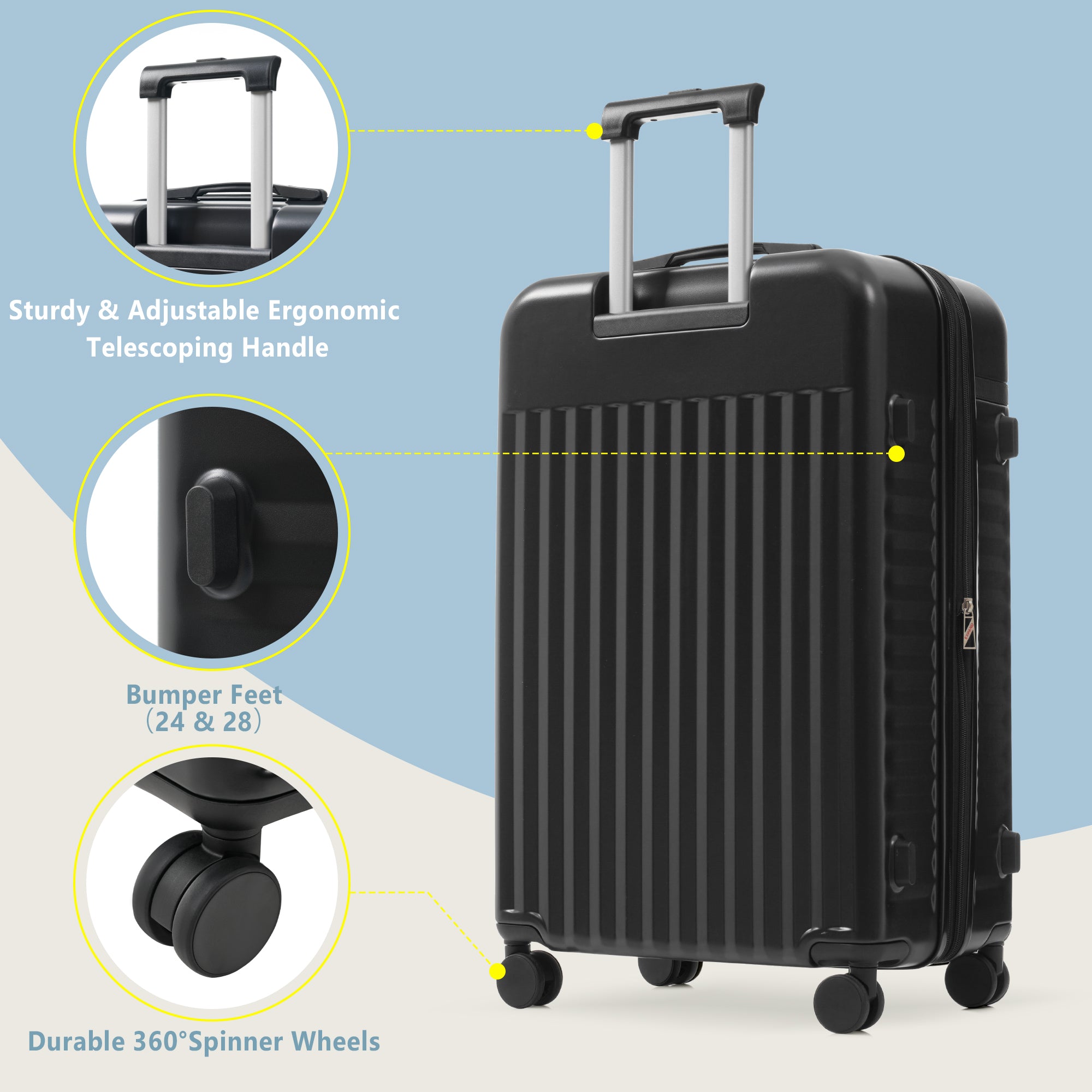 Luggage Set 5 Piece, Hardside Carry On Suitcase , Expandable Luggage With Travel Bags Spinner Wheels TSA Lock
