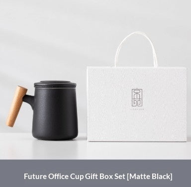 Simple Ceramic Tea-and-water-separating Office Mug With Lid And Filter
