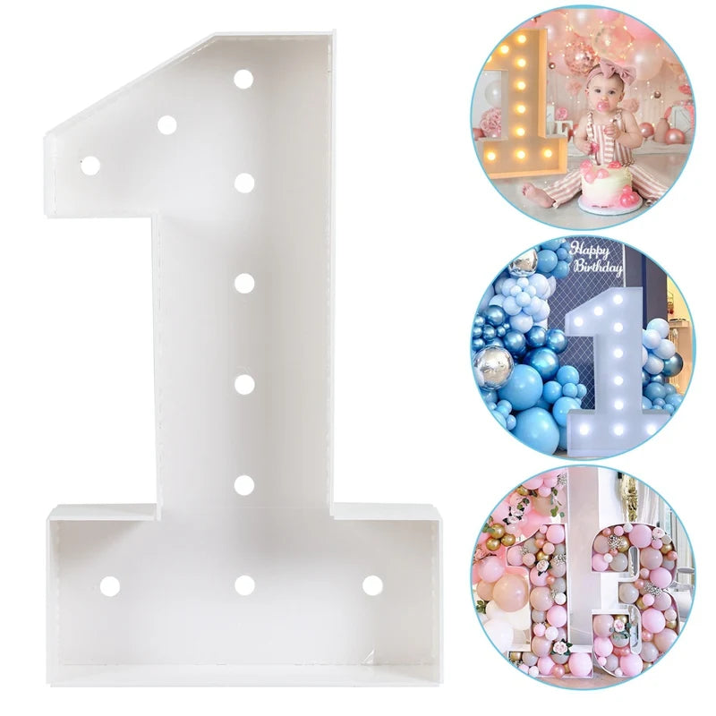 73cm Giant Figure Balloon Filling Box 1st Birthday Balloon Number 40 50 60 Balloon Frame Wedding Party Decoration Baby Shower