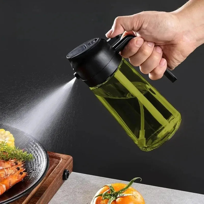 Dark shadow oil spray bottle，Dedicated kitchen，Two combinations，An olive oil dispenser，Dark green glass oil bottle