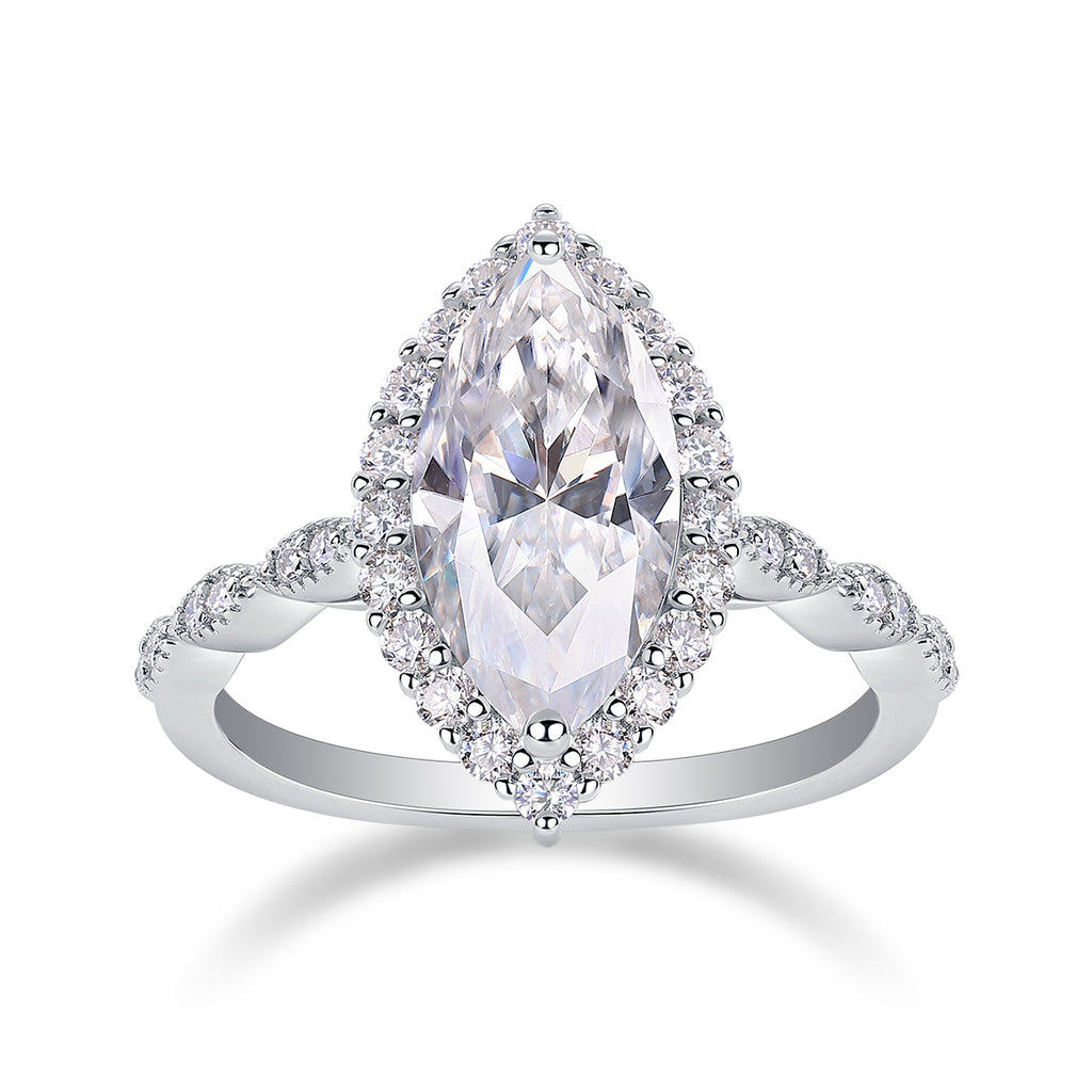 1The Realm Of Delight - A Fashionable Diamond Jewelry Piece Set With Moissanite S925 Sterling Silver And Platinum-plated Diamond Ring Prohibit TikTok sales